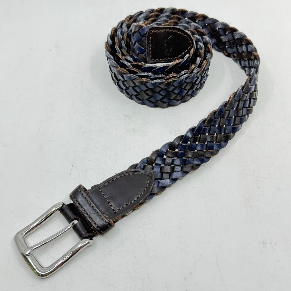 POLO Ralph Lauren Braided Navy & Brown Leather Men's Belt